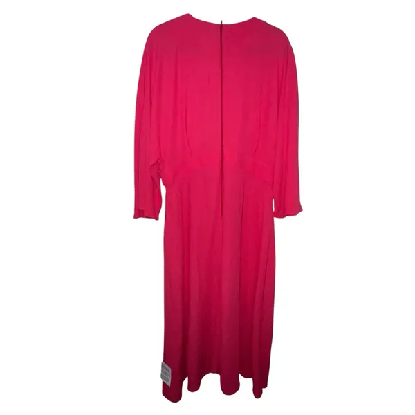 ASOS DESIGN Curve Batwing Twist Front Midi Skater Dress‎ In Raspberry Size 14 - Image 6