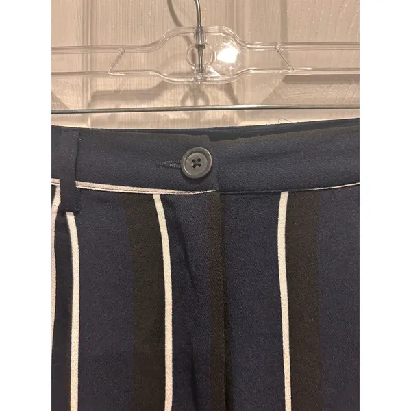 Who What Wear Navy Blue Striped Pleated‎ Tapered Trousers Womens Sz 14 High Rise - Image 4