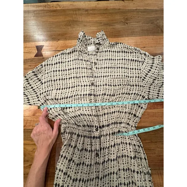 Free People Jen's Pirate Booty Geometric Jumpsuit Cream Black Large Boho - Image 11