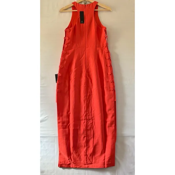 Lulus Bright Orange Maxi Dress CD4992 Side Button Sleeveless Racerback M - Image 3