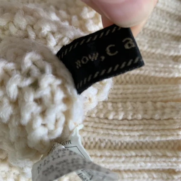 Now Caspi Chunky Cable Knit Cream Turtleneck Sweater Wool Blend L Cozy Winter - Image 5