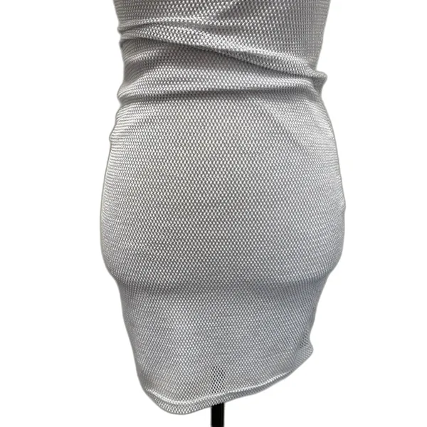 superdown White One Shoulder Glitter Mini Dress Bodycon Party‎ Club Size Medium - Image 3