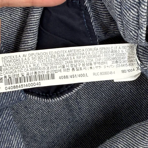 ZARA Men's L Blue‎ Herringbone CPO Button Front Shirt Jacket Shacket - Image 5