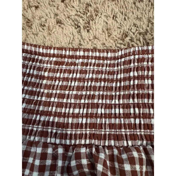Sienna Sky Skort Women's Brown‎ Gingham Pull On Elastic Waist Size Medium - Image 4