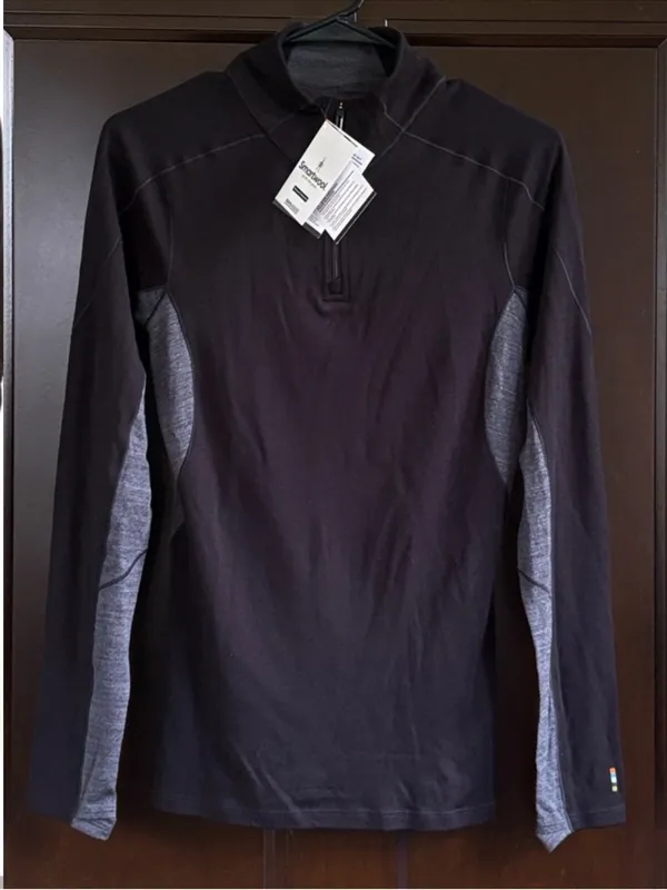 NWT SmartWool Sport 250Merino Long Sleeve 1/4 Zip Top Black Grey Size Small - Image 3
