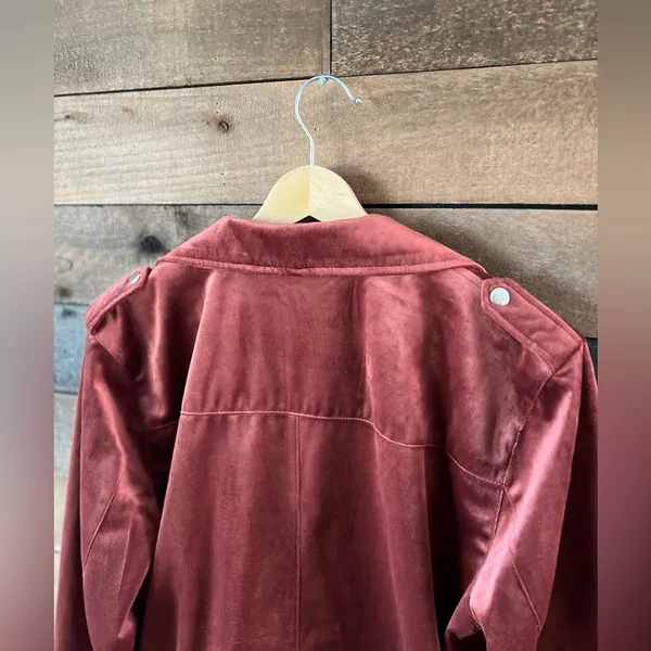 LC Lauren Conrad Velvet Moto Jacket Zip Front in Rose – Size L - Image 10