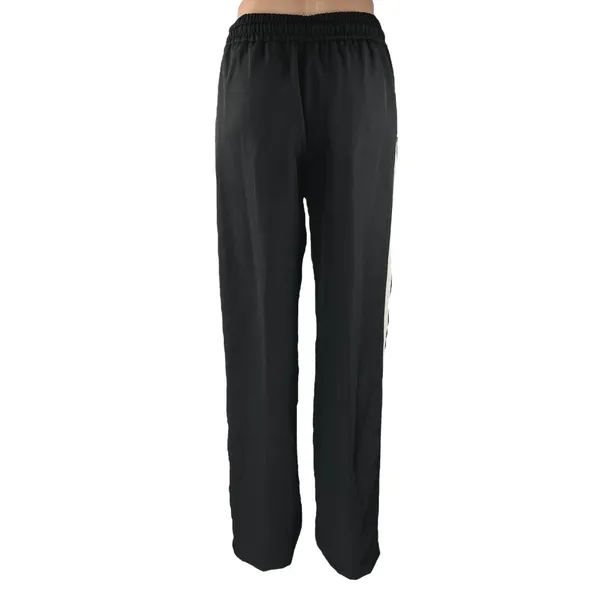 Zara Women's Black Striped High Waist Drawstring Trousers Sweatpants Size S - Image 4