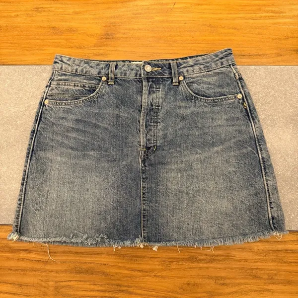 Free People We The Free High Rise Distressed Denim Mini Skirt Size 29 - Image 2