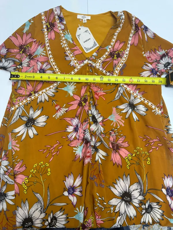 entro Mustard Floral V-Neck Mini Dress size M - Image 7