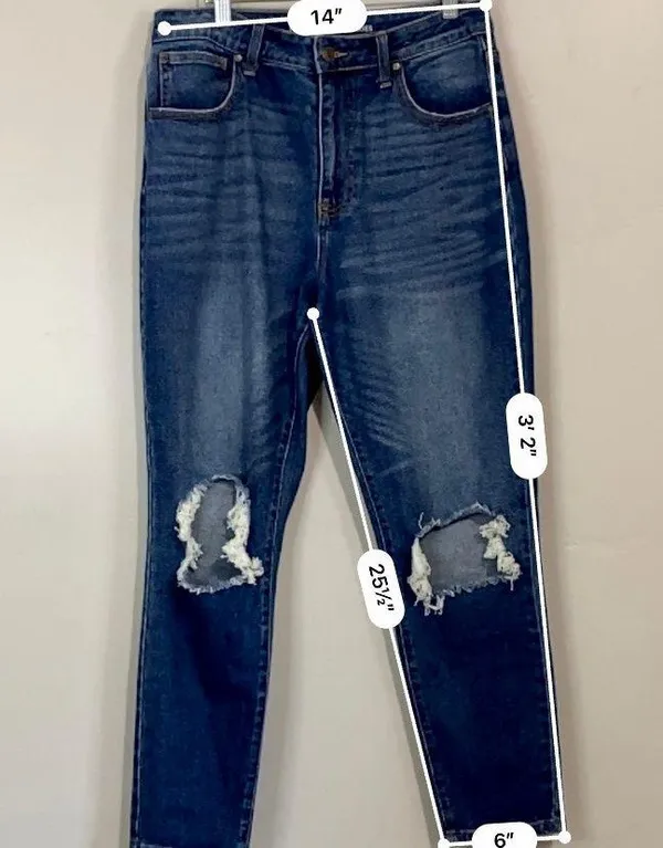 Women’s Distressed Denim Jean Medium Wash Size Juniors 11 - Image 5