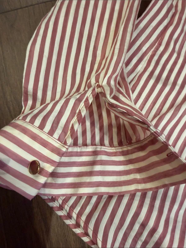 Zara Striped Pink & Cream Button-Up Women's Shirt Size XL NWT - C30-138 - Image 5