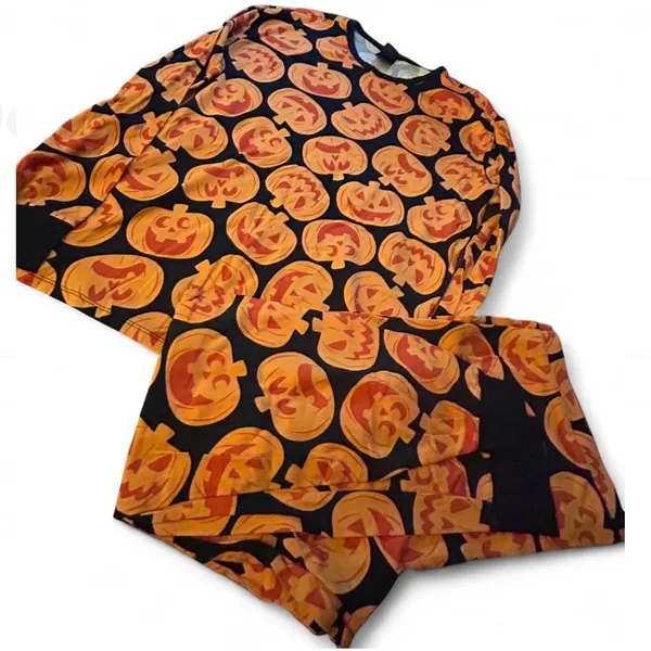 Halloween unsex lounge wear Size 2XL. Hide and Eek - Pumpkin Print - Image 2