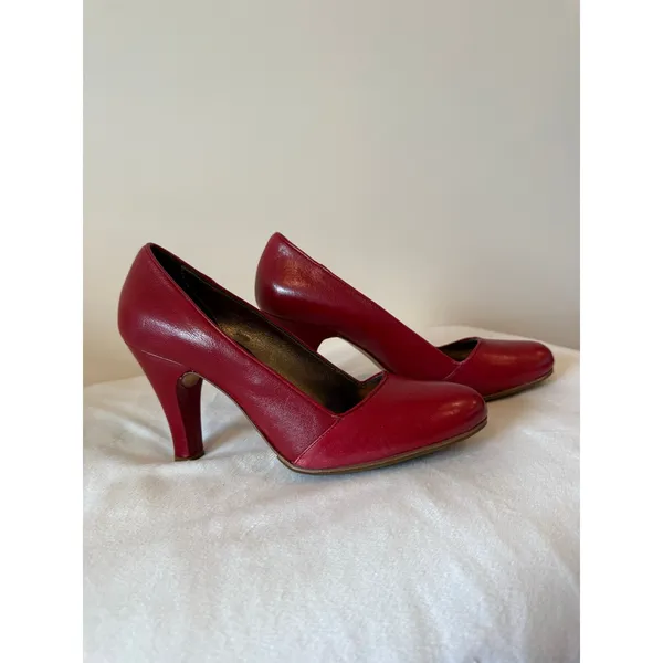 Vintage Fornarina LTD Pump Heel Women Size 8.5 Maroon Red Slip-On Round Toe - Image 2