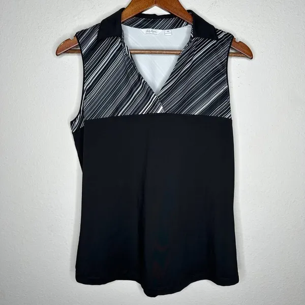 Lady‎ Hagen Empower Collection Stripe Yoke Sleeveless Golf Polo Sz M - Image 4