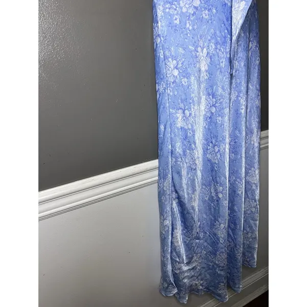 Altar'd State Dress Womens Medium Blue Floral Tie Front Flutter Sleeve Maxi - Image 5