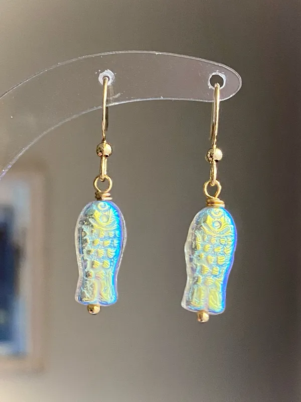 Handmade quality Czech glass beads fish unique dangle earrings⭐️🐟💕 - Image 3