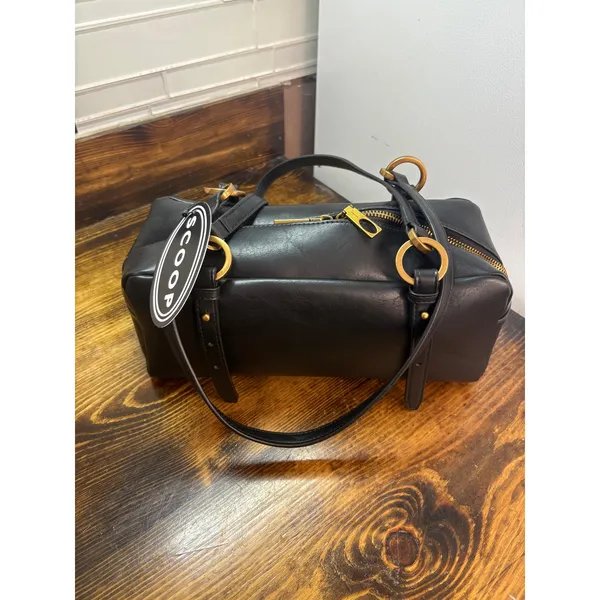 Scoop Black Faux Leather Top Handle Shoulder Bag - Image 4