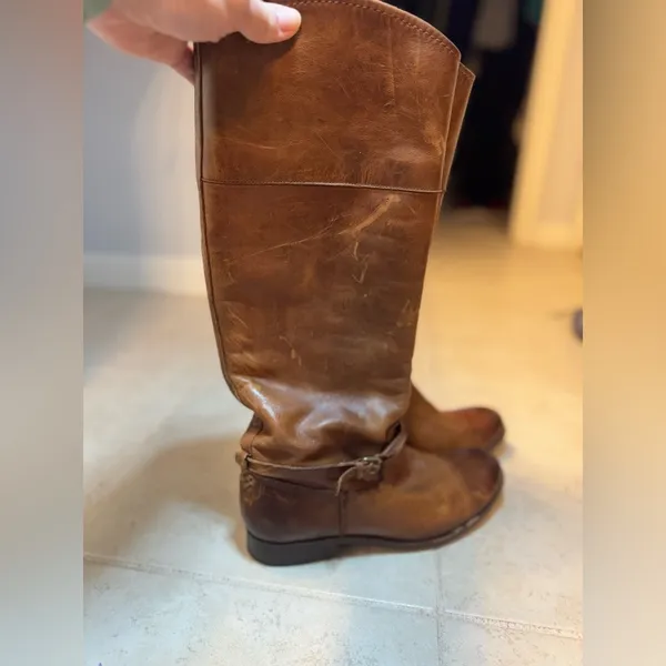 Frye Melissa Seam Riding Boot Cognac Leather Size‎ 7.5 - Image 2