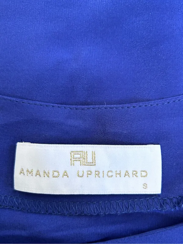 Amanda Uprichard 100% Silk Blue Short Flutter Sleeve Mini Dress Size Small - Image 4