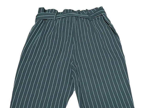 Bebe Pinstriped Paper Bag Waist Cropped Pants - Image 4