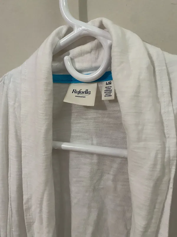 Rafaella White Lightweight Open-Front Robe Cardigan - Image 3