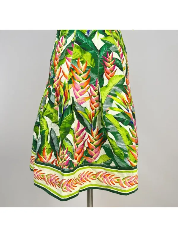 NWOT FARM Rio Square Neck Puff Sleeve Floral Tropical Print Mini Dress Size S - Image 7