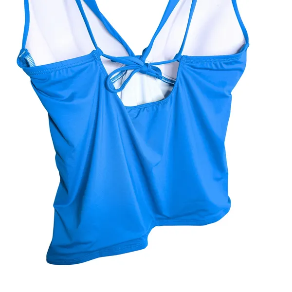 La Blanca Island Goddess Twist Tie Back Tankini Top Size 10 Blue Coastal Beach - Image 12