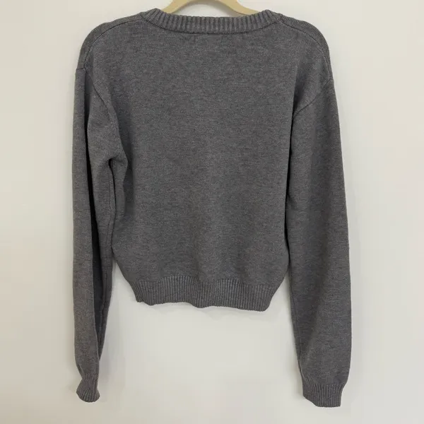 Edikted Charcoal Gray V-Neck Sweater Women’s Size M/L - Image 2