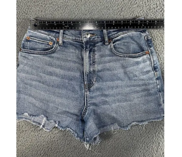 American Eagle Denim Shorts Women 8 Highest Rise 90s Boyfriend Raw Hem Festival - Image 3