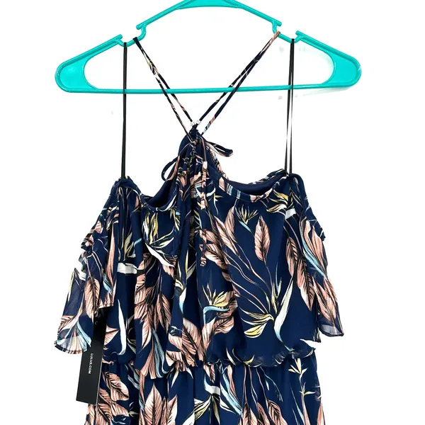 NWT Lulus size small blue floral maxi dress tiered‎ strappy halter like top - Image 4