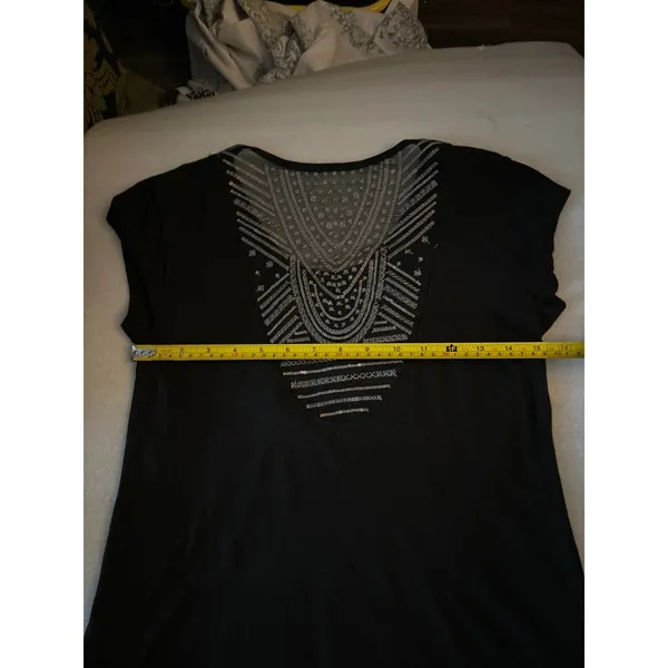 Victoria's Secret Black Sheer Pattern Sequin Short Sleeve Top S Retro Girl Glam - Image 8