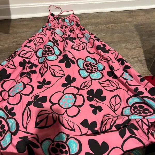 Zara Pink Black Floral Cotton Poplin‎ Midi Dress Size S - Image 12