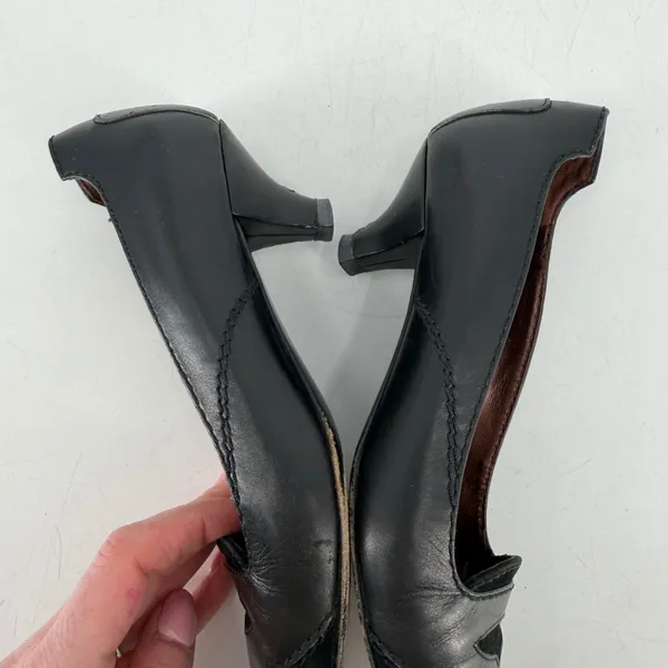 Tods Kitten Heel Pumps Womens‎ 36 Black Leather Suede Pointed Toe Office Siren - Image 10