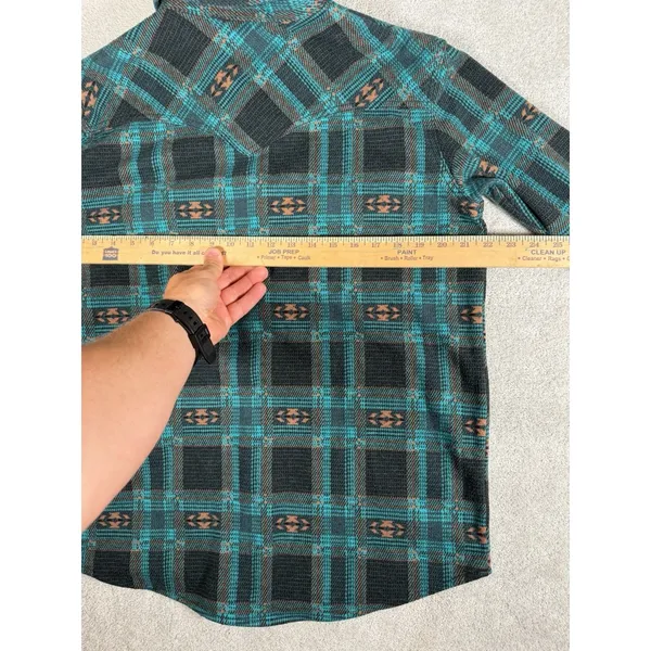 WRANGLER S Retro Punch Boyfriend Flannel‎ Shacket Aztec southwestern print Pearl - Image 7