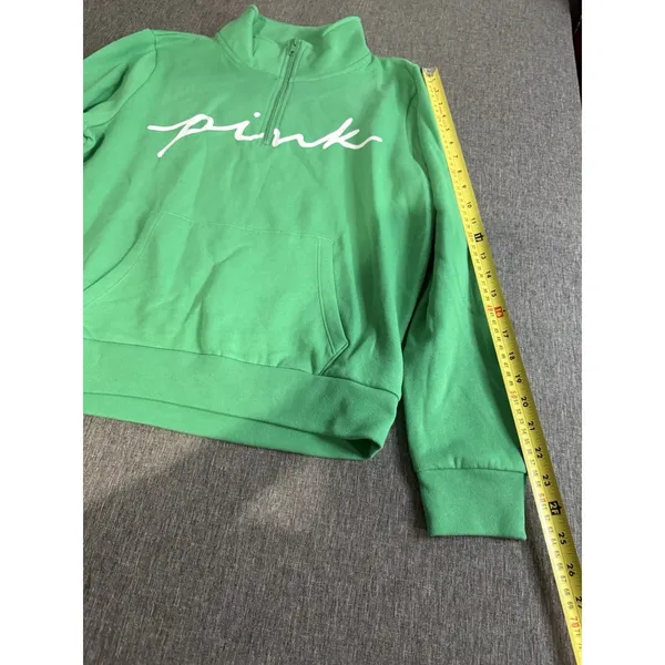 Pink Victorias Secret NWT Logo Green Quarter Zip Sweatshirt Sz L - Image 5