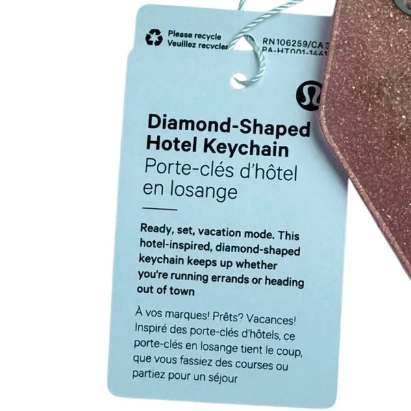Lululemon Diamond-Shaped Hotel Keychain Dahlia Mauve / Gold - Image 9