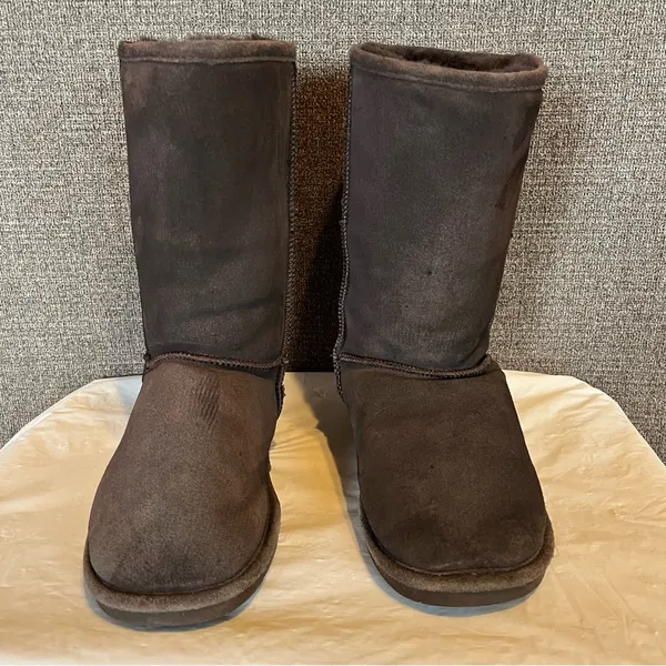 BearPaw Women’s Elle Tall Classic‎ Brown Suede Boots Sz 11 Winter Preppy Comfort - Image 2