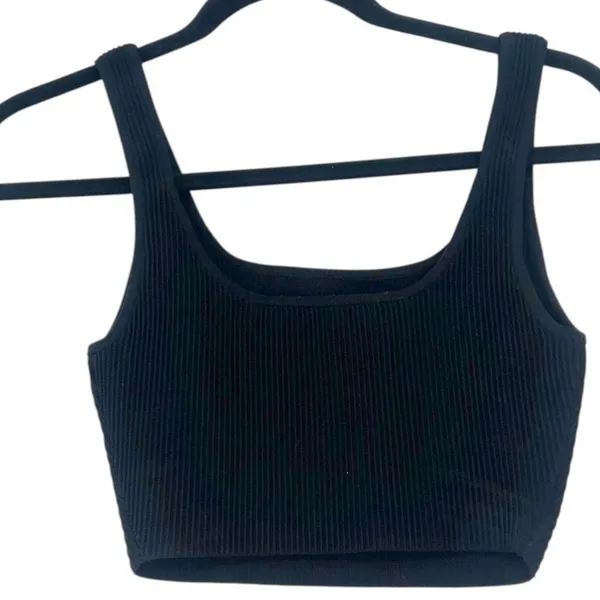 Aritzia Babaton S Sculpt Knit Square Neck Tank Top Bodycon Cropped Black Luxury - Image 3
