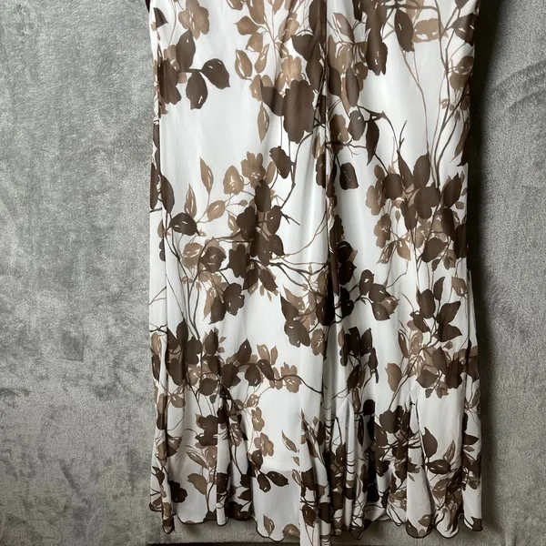 Vintage Y2K Earthy Brown Floral Bohemian Midi Dress‎ Tie Waist Large - Image 4