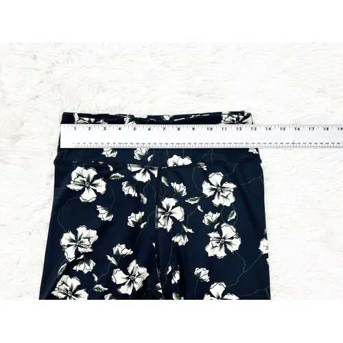 Sam Edelman‎ Navy Blue White Floral Crop Leggings Size Medium - Image 5