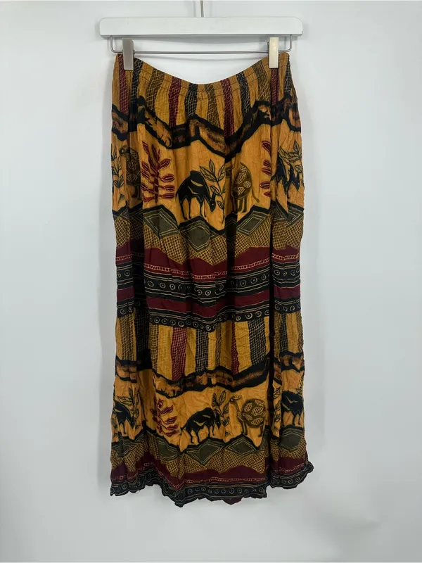 American Vintage Vintage Y2K African Animal Maxi Skirt Size Large Boho Whimsical Flowy - Image 6