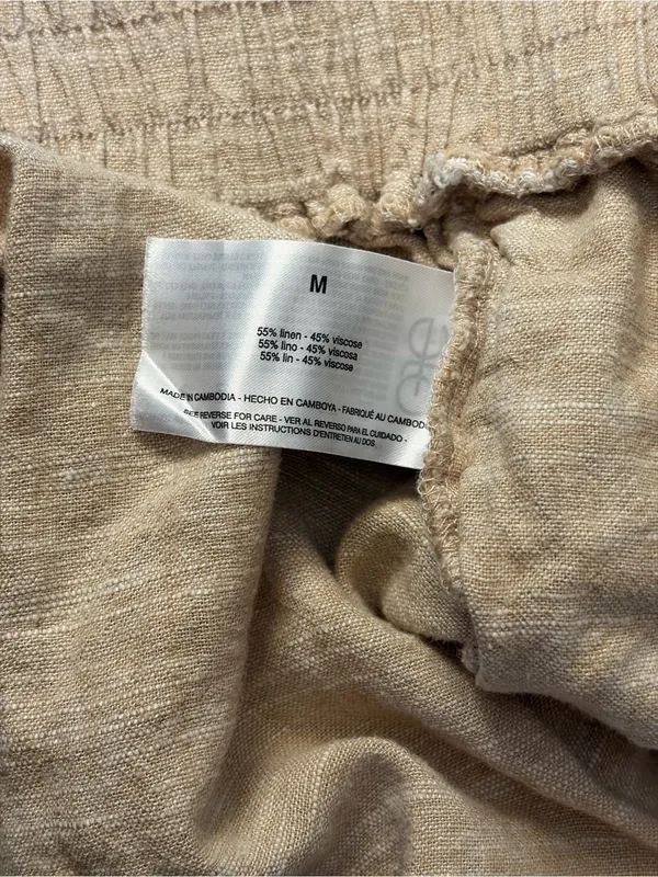 Ella Moss Kaki Color Linen Blend Wide Leg Pants M EUC Beach Vacation Travel Boho - Image 8