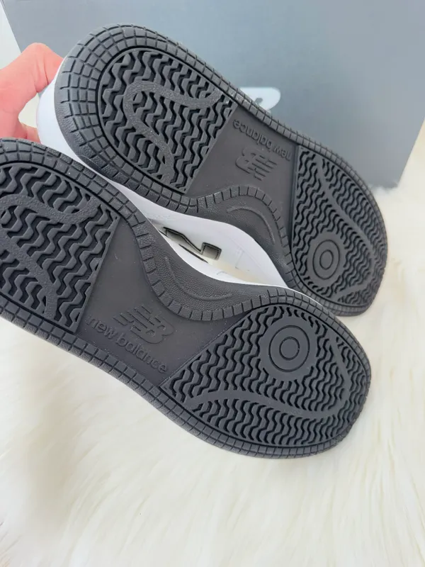 New Balance BB80 Low-Top Leather Sneakers, White/Black, Size 10.5/EU 42.5 - Image 5
