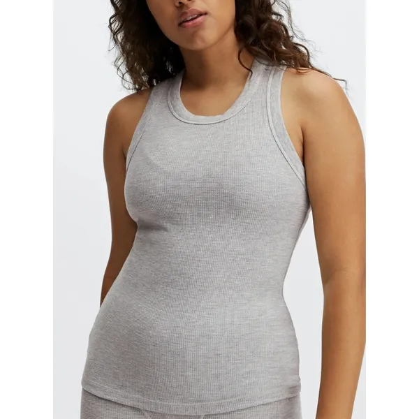 Fabletics Top‎ Women SMALL Light Grey Heather Tinsley Waffle Sleeveless Tank - Image 3