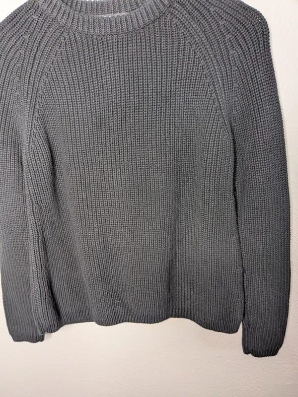Quince Organic Cotton Black Knit Fisherman Sweater Size S - Image 3