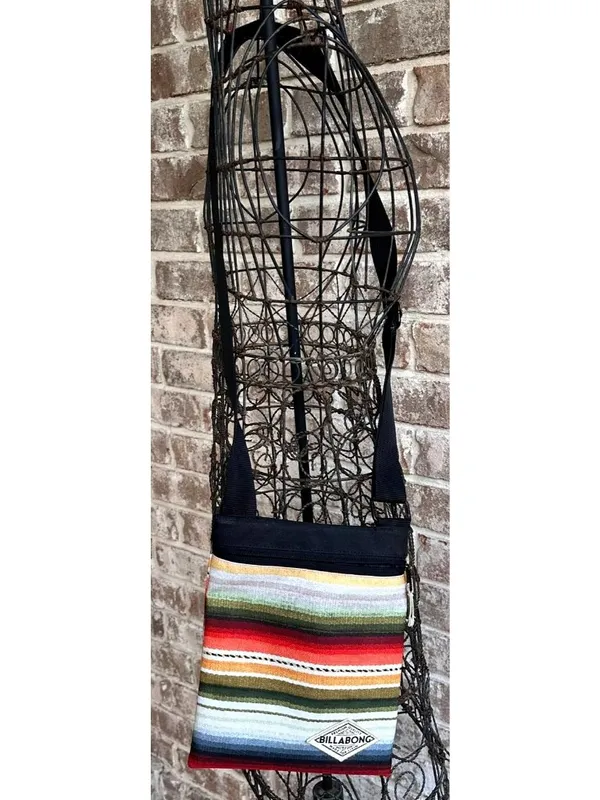 Billabong Crossbody Bag Purse Stripe Canvas Adjustable Strap Zip Close Australia - Image 3