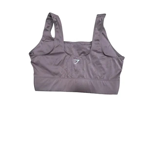 Gymshark Womens Medium Longline Sports Bra‎ Mauve Brown Ribbed B4A9L Scoop Neck - Image 2