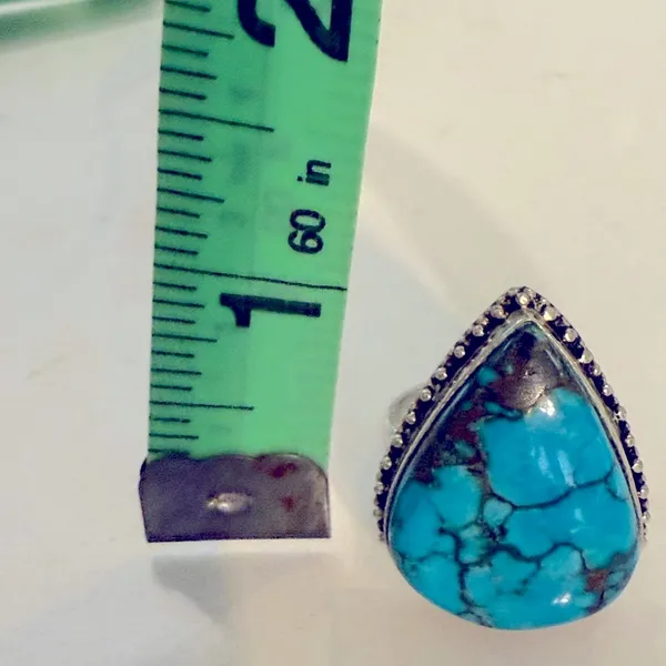 Turquoise Teardrop Ring size 9 Blue - Image 4