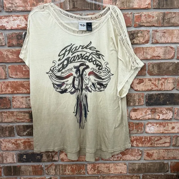 Harley Davidson Womens XL Lightweight Tee Cut Out Detail Biker Motorcycle - Image 7