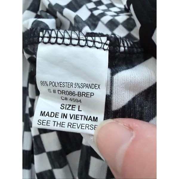 Vintage 90s Y2K Silvergate Black White Psychedelic Check Stretchy Column Indie S - Image 9